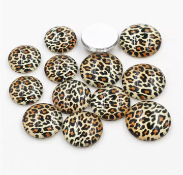 2pcs, 20mm Leopard Prints Glass Cabochons